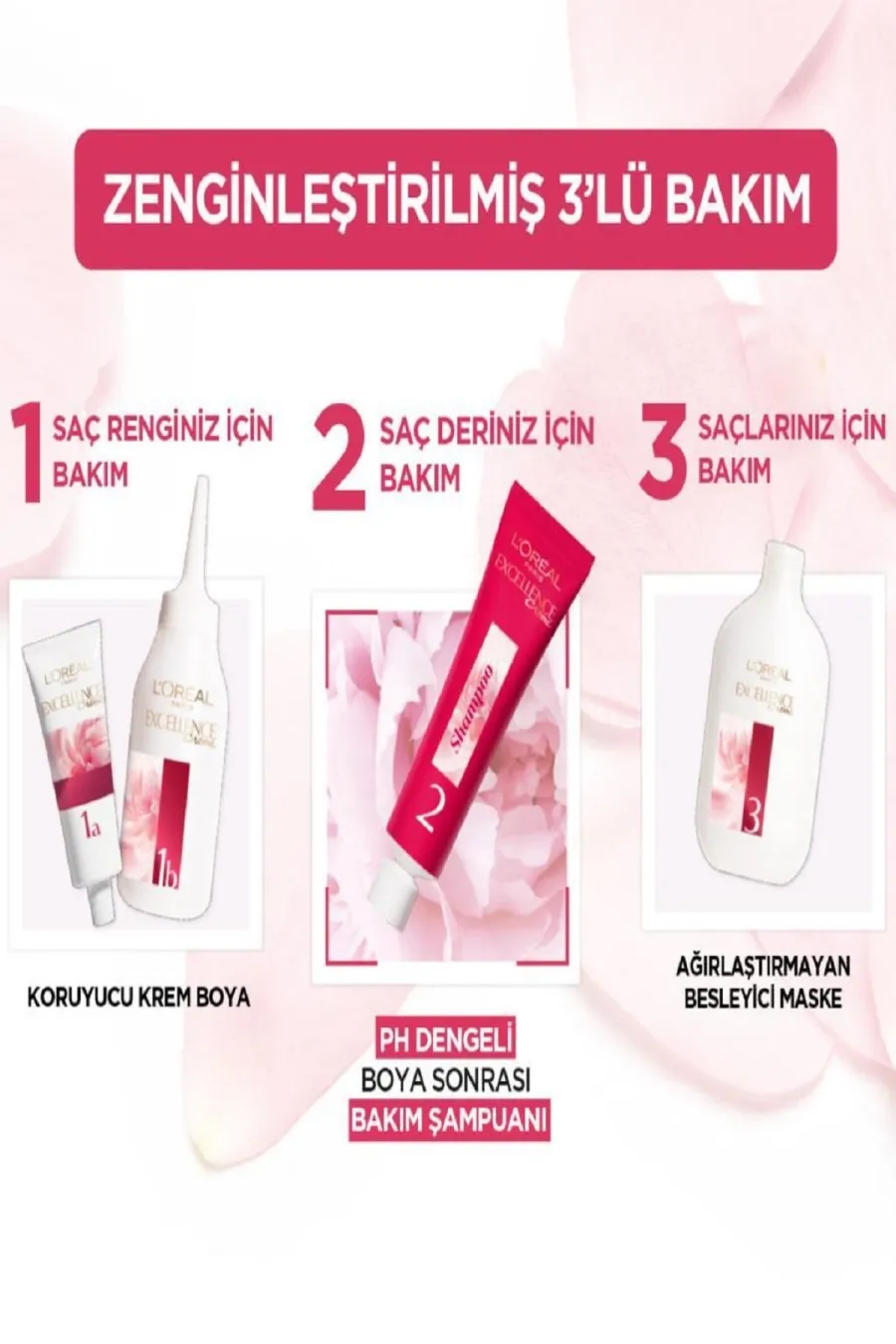 رنگ بلوند روشنبسته شامل : Excellence Creme Saç Boyası 8 Koyu Sarı لورال پاریس L'Oreal Paris پک رنگ موی شماره 8