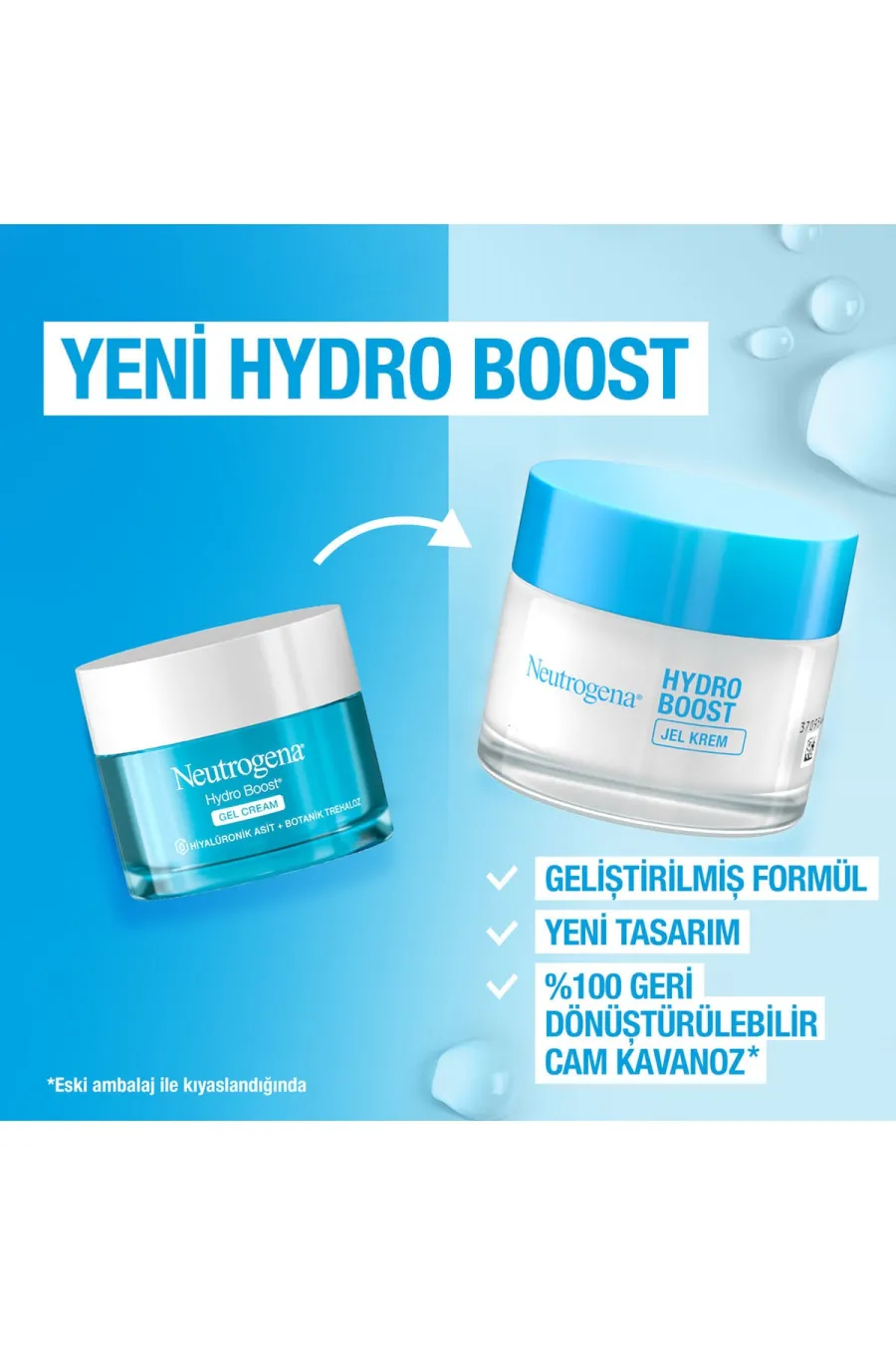 فاقد چربیمناسب برای پوست های خشک و نرمال Hydro Boost jel Krem nemlendirici Kuru Ciltler Gel Cream 50 ml نوتروژینا Neutrogena آبرسان ژل کرم جدید