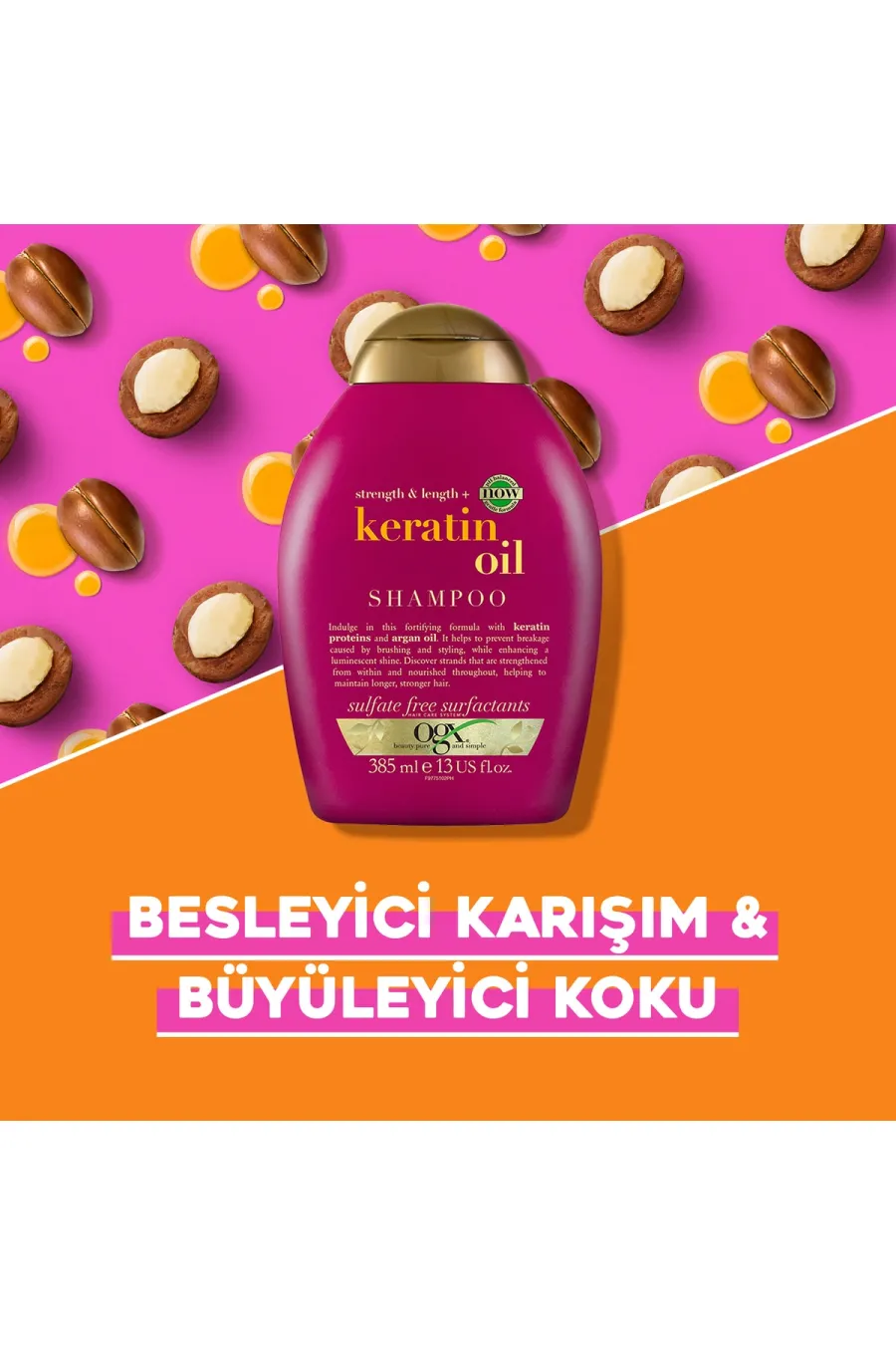 مناسب برای انواع مودرخشان و براق کننده Kırılma Karşıtı Keratin Oil Sülfatsız Şampuan 385 ml او جی ایکس Ogx شامپو کراتین بدون سولفات