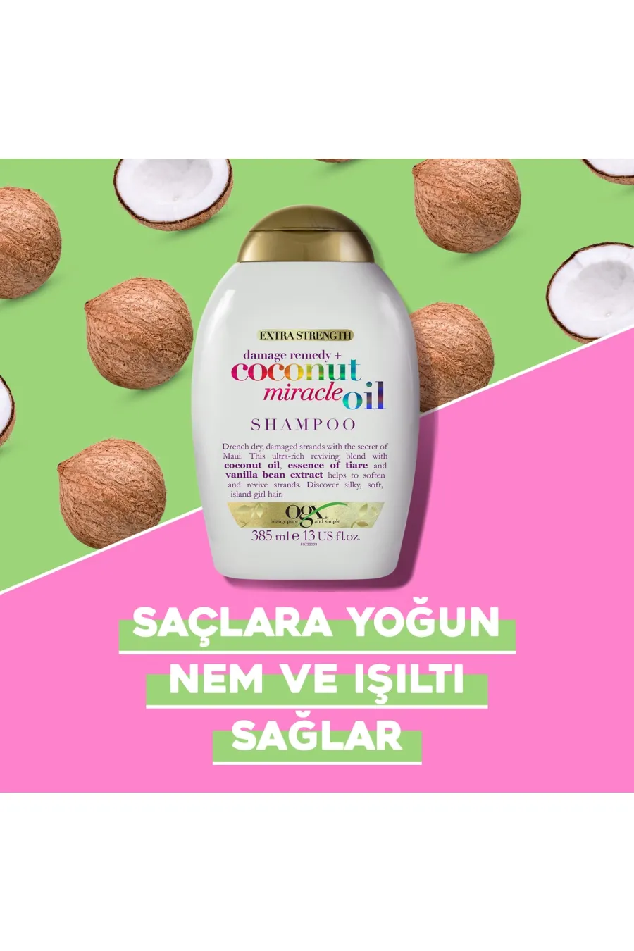 Yıpranma Karşıtı Coconut Miracle Oil Sülfatsız Şampuan 385 ml او جی ایکس Ogx شامپو بدون سولفات