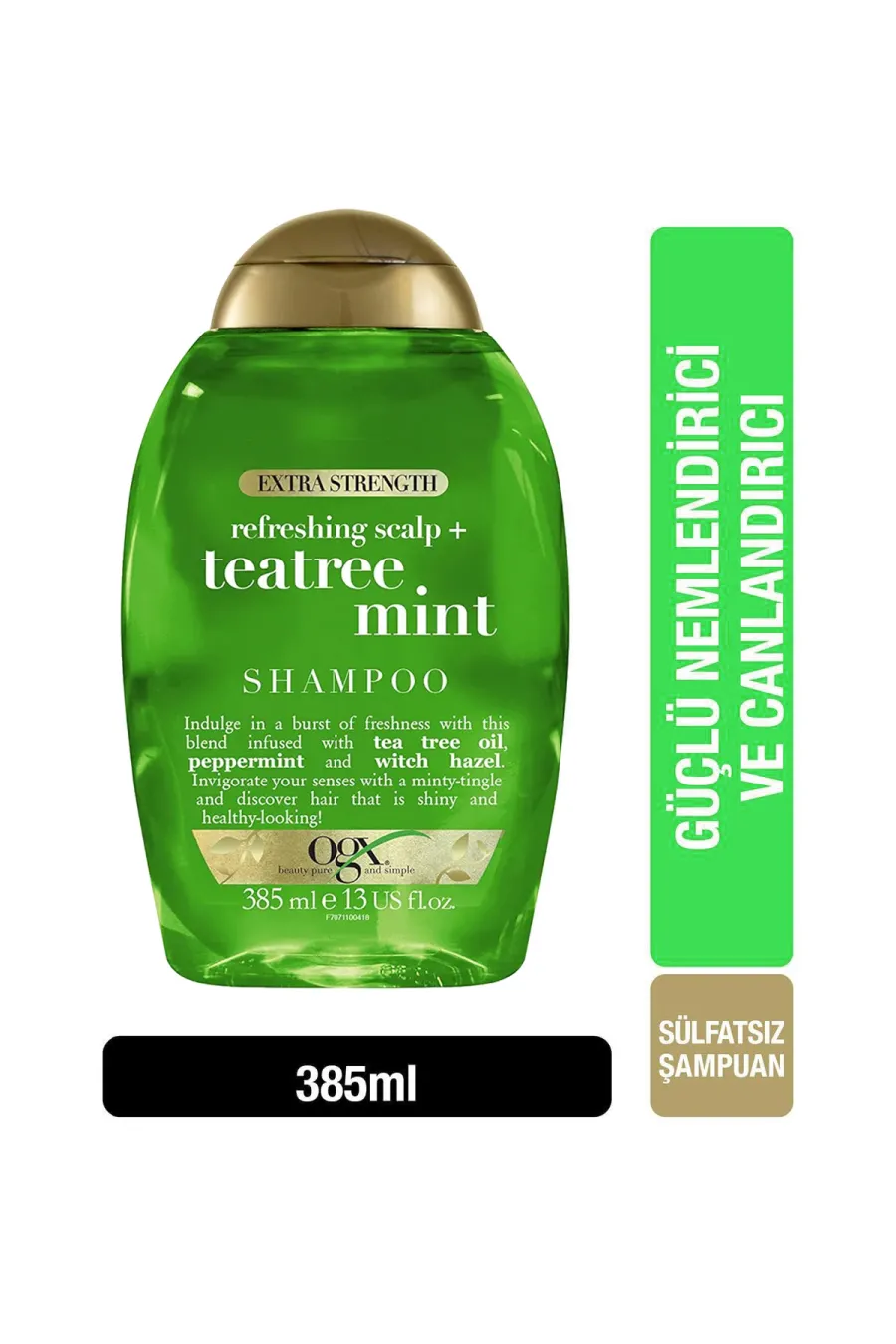 مناسب برای موهای چربکنترل کننده چربی پوست سر OGX Refreshing Scalp Teatree Extra Strong Shampoo (385 ml)  Nourishing & Invigorating Hair Care Shampoo with Tea Tree Oil  Mint & Witch Hazel Refreshing Shine Shampoo  Sulphate Free او جی ایکس Ogx شامپو درخت چای بدون سولفات