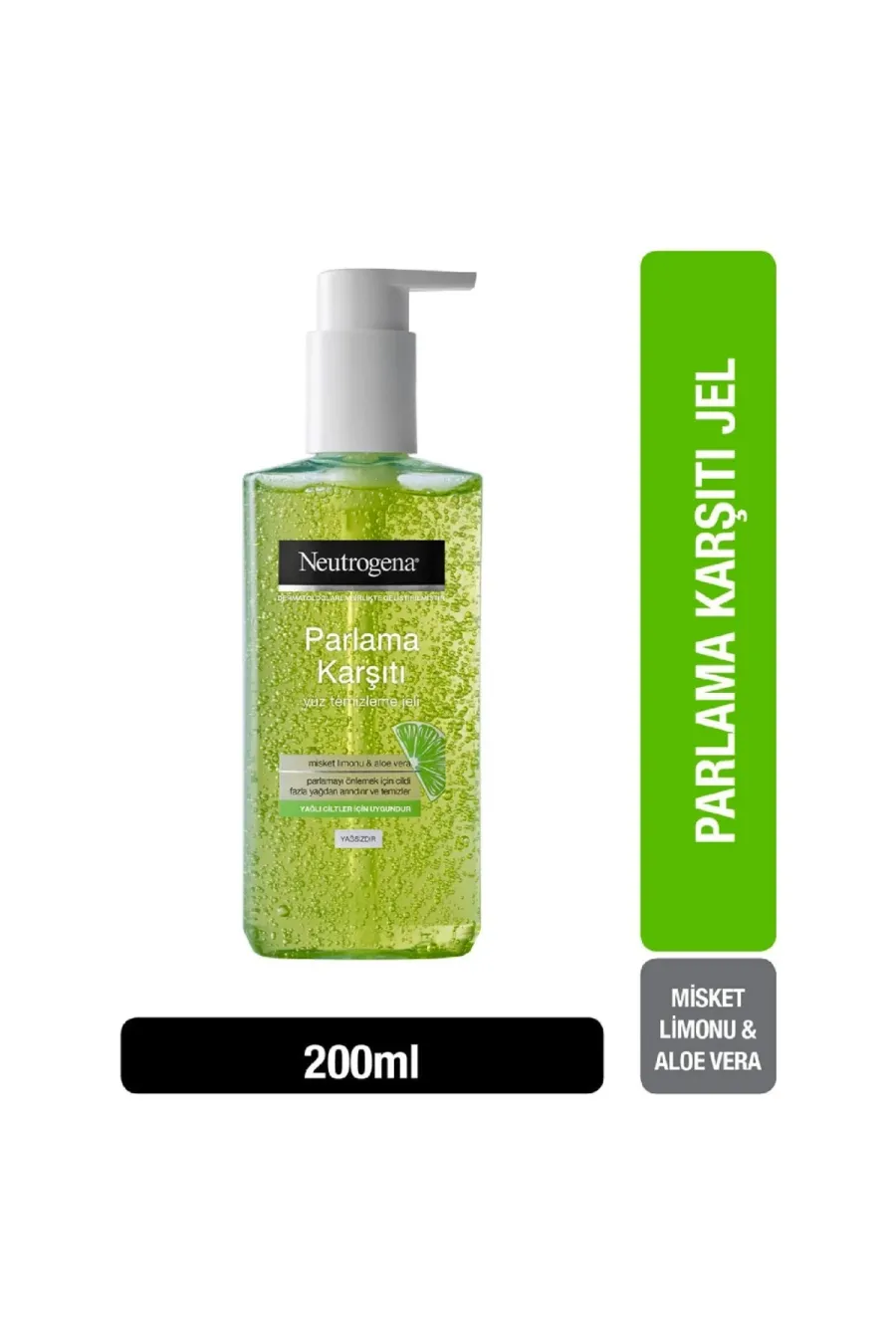 حاوی عصاره لیمو و آلوئه ورابدون چربی Parlama Karşıtı Yüz Temizleme Jeli Misket Limonu Aleovera 200 Ml نوتروژینا Neutrogena ژل شست و شوی صورت لیمو