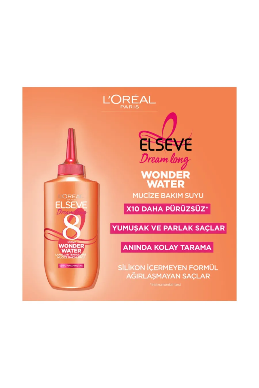 فقط در ۸ ثانیه موها رو آبرسانی می کندفاقد سولفات و پارابن Elseve Dream Long Wonder Water 8 Saniye Mucize Bakım Suyu 200 Ml لورال پاریس L'Oreal Paris سرم مو آبرسان معجزه