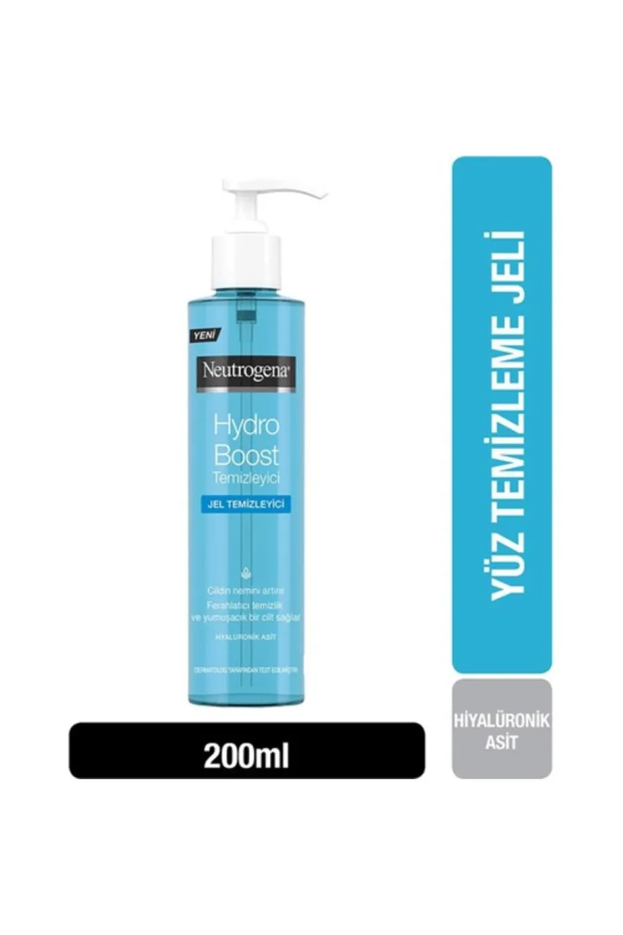 مناسب برای انواع پوست ها حتی پوست های حساسحاوی هیالورونیک اسید Yüz Temizleme Jeli & Hydro Boost 200ml نوتروژینا Neutrogena ژل شوینده صورت هیدروبوست