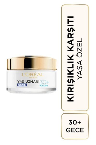 Yaş Uzmanı 30+ Kırışıklık Karşıtı Nemlendirici Gece Kremi لورال پاریس L'Oreal Paris کرم شب ضد چروک کلاژن +30 سال