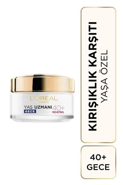 مناسب برای افراد بالای ۴۰ سال L'oréal Paris Yaş Uzmanı 40+ Kırışıklık Karşıtı Sıkılaştırıcı Gece Kremi 50ml Canlı Görünüm لورال پاریس L'Oreal Paris کرم شب ضد چروک رتینول +40