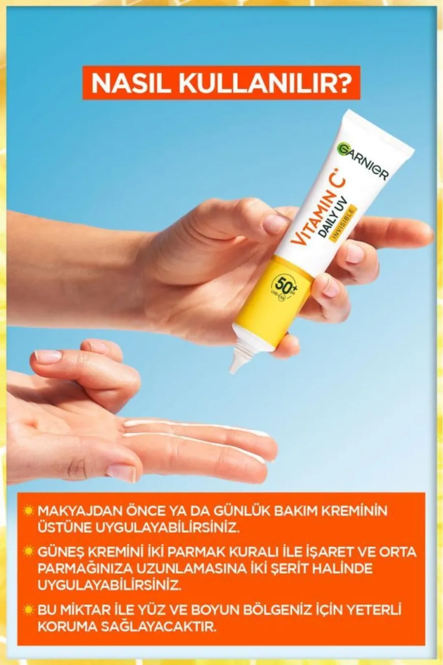 بدون رنگدارای اس پی اف Spf 50 C Vitamini Günlük Uv Korumalı Güneş Yüz Kremi Spf50 Görünmez Doku 40ml گارنیر Garnier ضد آفتاب فلوئیدی ویتامین C