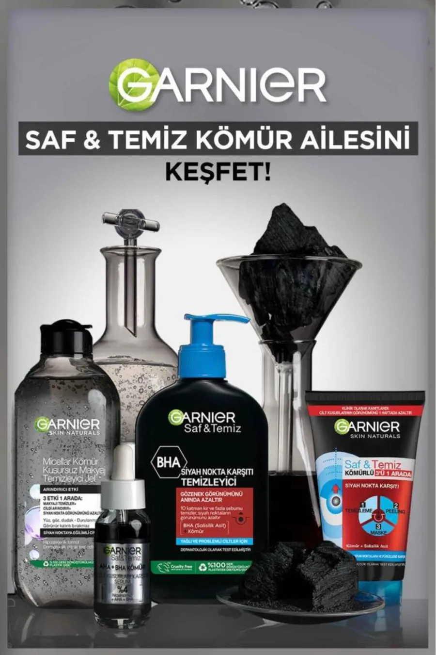 مناسب برای پوست های مختلط و چربتهیه شده از مواد کاملا طبیعی و وگان Saf & Temiz Siyah Nokta Karşıtı Temizleyici 250 ml گارنیر Garnier ژل شوینده زغال