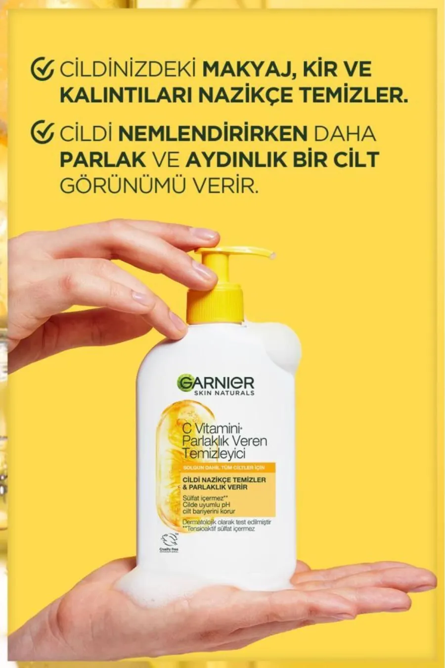 مناسب برای همه پوست هاروشن و درخشان کننده پوست صورت C Vitamini Parlaklık Veren Temizleyici 250 ML گارنیر Garnier سری جدید ژل شوینده ویتامین C