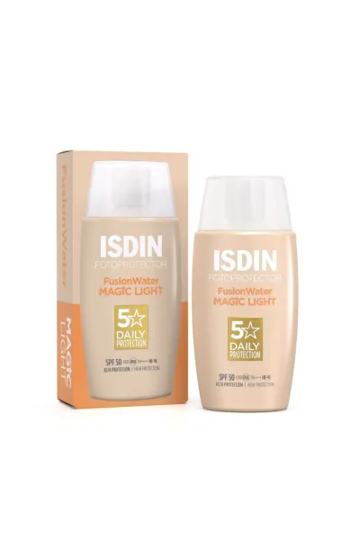 مناسب-برای-همه-پوست-هابرپایه-آب-و-بدون-چربی-Fotoprotector-ISDIN-Fusion-Water-Color-Light-SPF-50-ایزدین-ISDIN-ضدآفتاب-رنگی-فیوژن-واتر-مجیک-لایت