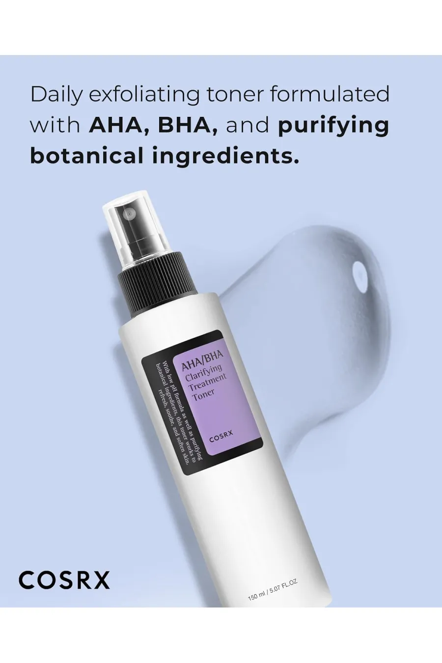 حاوی BHA (بتا هیدروکسی اسید)و AHA (آلفا هیدروکسی اسید) AHA/BHA Clarifying Treatment Toner  5.07 fl.oz / 150ml | Exfoliating Facial Spray کوزارکس COSRX تونر اسپری AHA + BHA