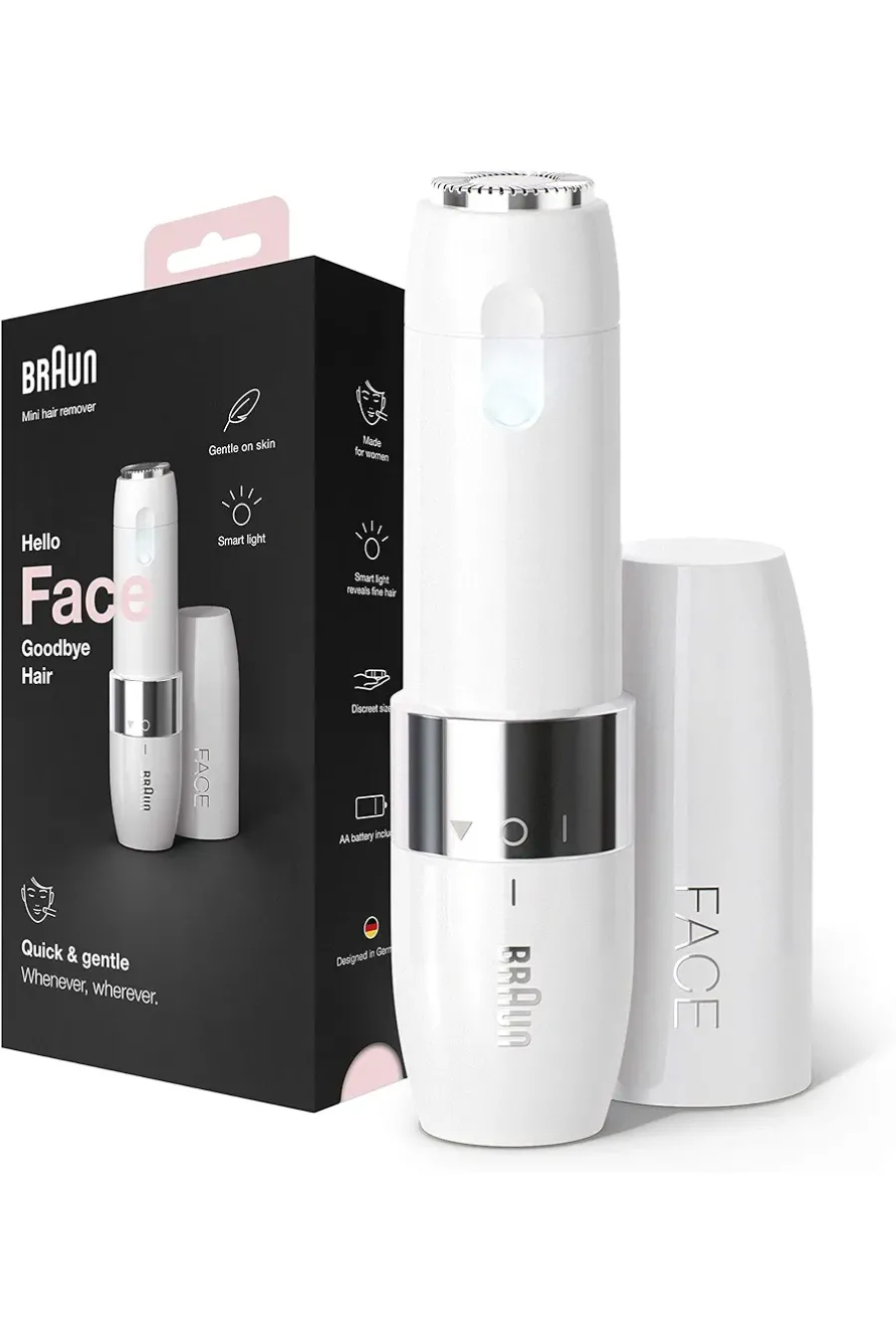 Mini Hair Remover  Electric Facial Hair Removal for Women  Quick & Gentle  Finishing Touch for Upper Lips  Chin & Cheeks  for Easier Makeup Application  Ideal for On The Go  with Smartlight براوون BRAUN موبر صورت