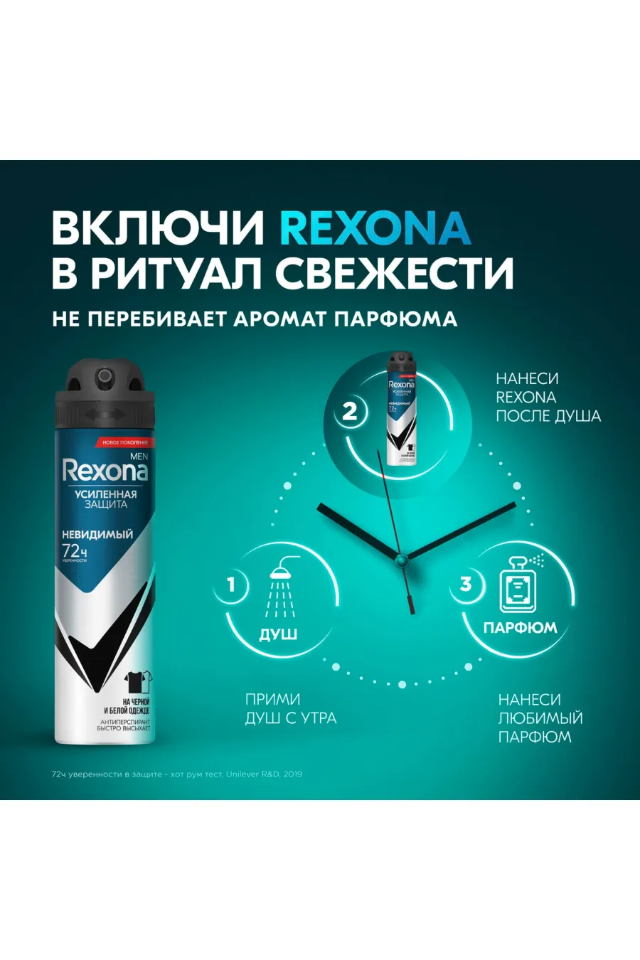 بدون ایجاد لک زرد روی لباس سفید و مشکی۷۲ ساعته رکسونا Rexona اسپری ضد تعریق 72 ساعته