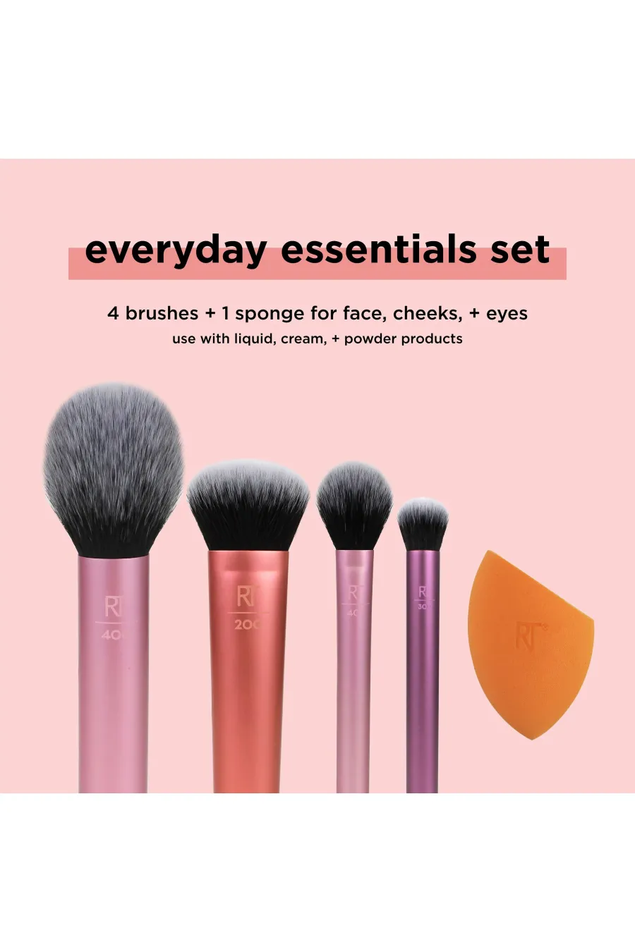 Everyday Essentials Makeup Brush Set with Bonus Miracle Complexion Sponge ریل تکنیک Real techiques ست براش