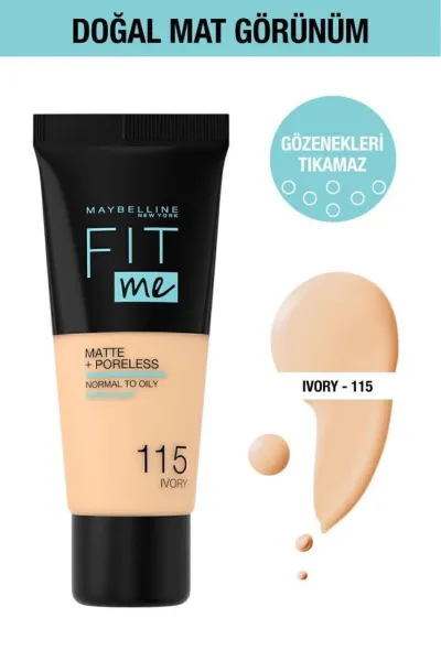 Fit-Me-Matte-Poreless-Fondöten---115-Ivory-میبلین-نیویورک-Maybelline-New-York-کرم-پودر-پوست-چرب-شماره-115