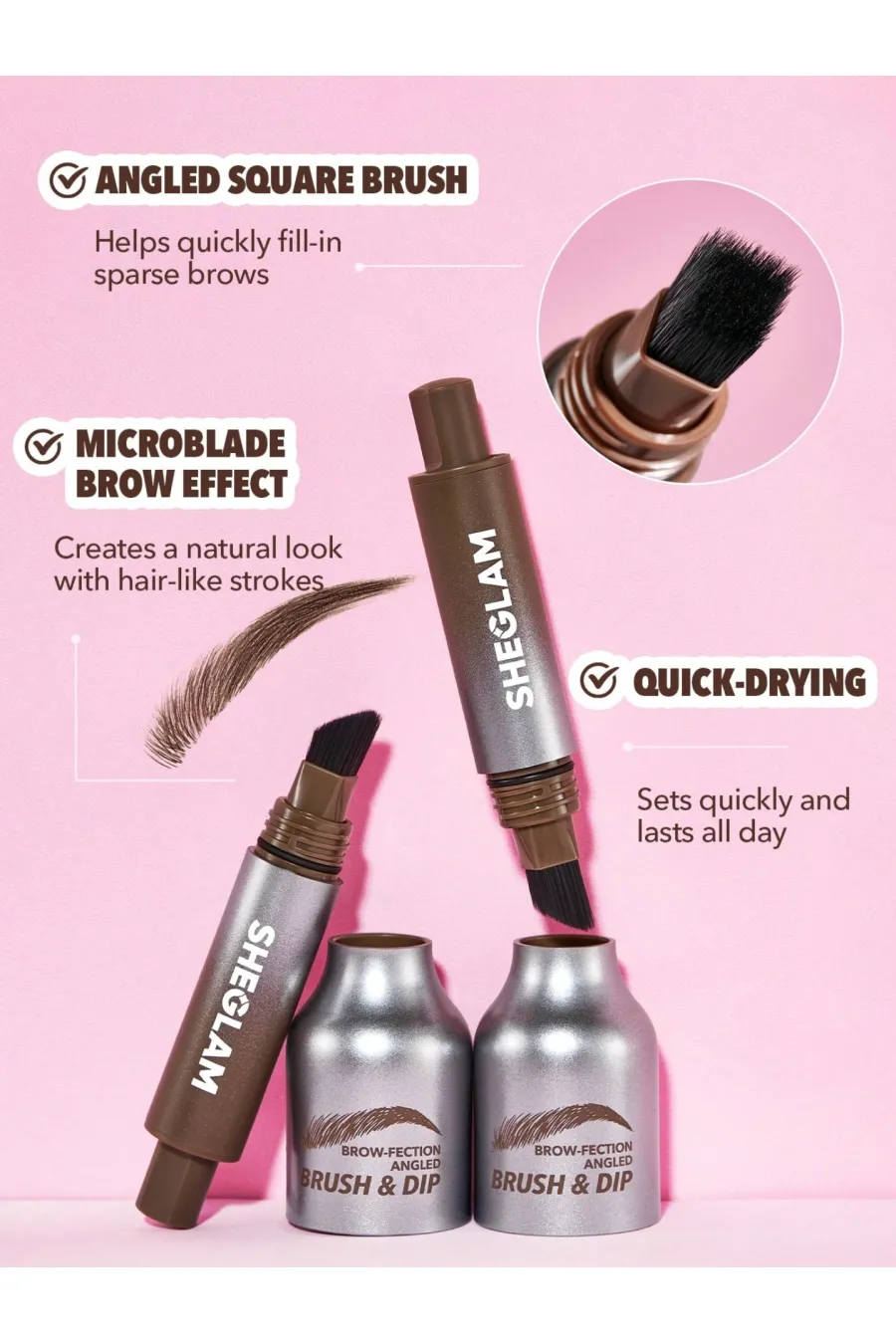 BROW FECTION ANGLED BRUSH & DIP  Chocolate شیگلم Sheglam هاشور ابرو رنگ شکلاتی