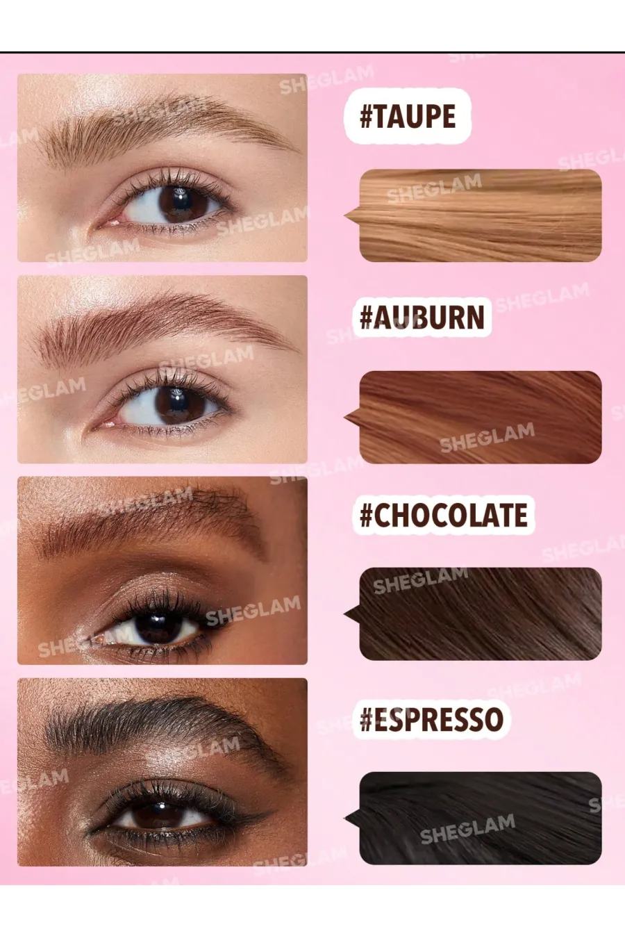 BROW FECTION ANGLED BRUSH & DIP  Chocolate شیگلم Sheglam هاشور ابرو رنگ شکلاتی