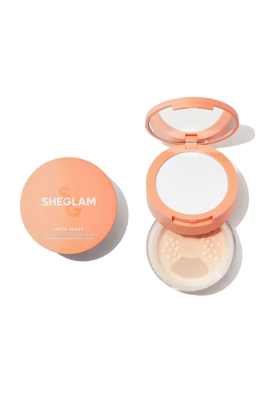 پودر فیکس دو منظوره BISQUE شیگلم
ضدآب بودن INSTA READY FACE & UNDER EYE SETTING POWDER DUO  BISQUE شیگلم Sheglam پودر فیکس دو طبقه رنگ بیسکویتی