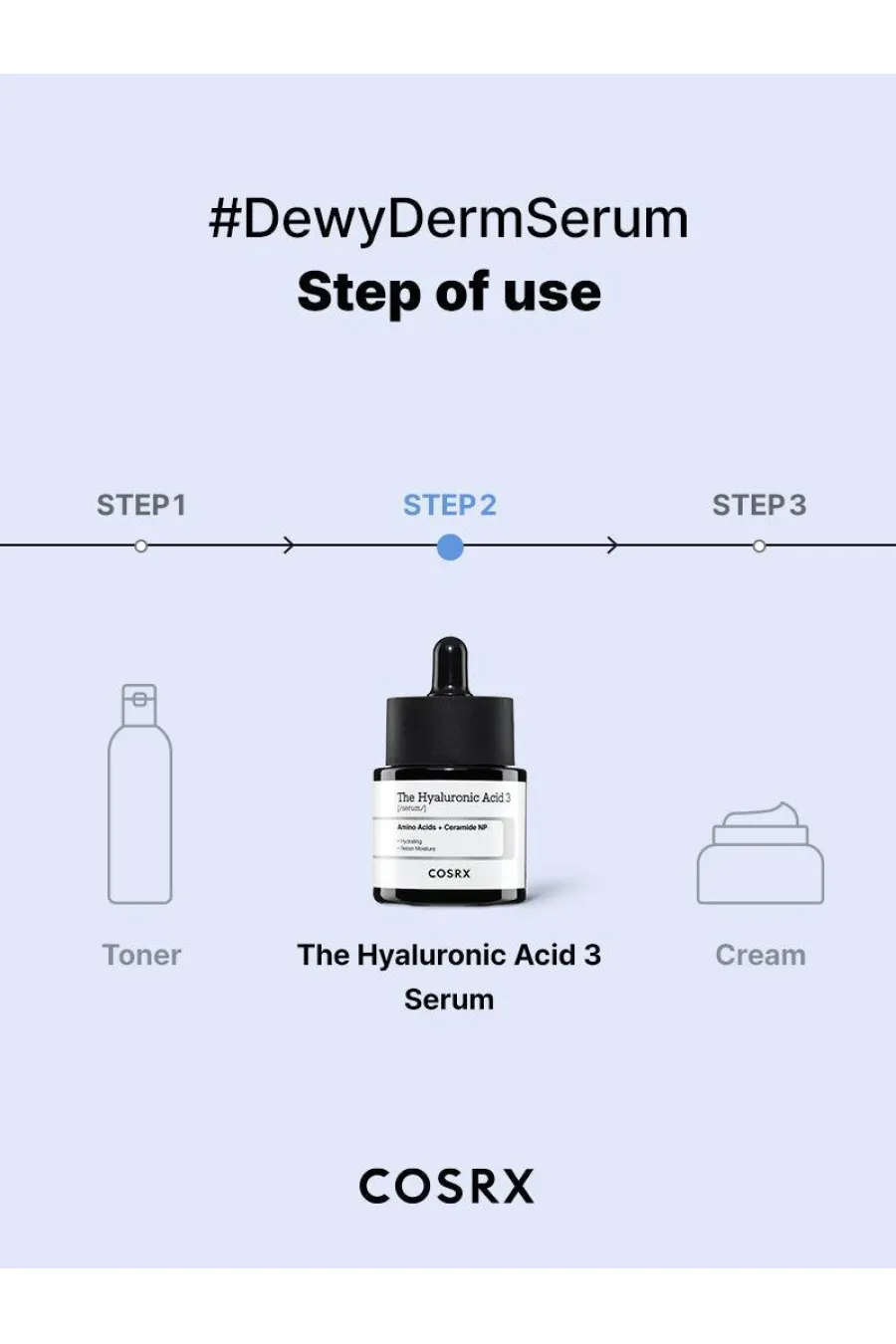 مناسب برای انواع پوست هارفع تشنگی پوست با ۳ برابر قدرت آبرسانی بیشتر The Hyaluronic Acid 3 Serum کوزارکس COSRX سرم هیالورونیک اسید