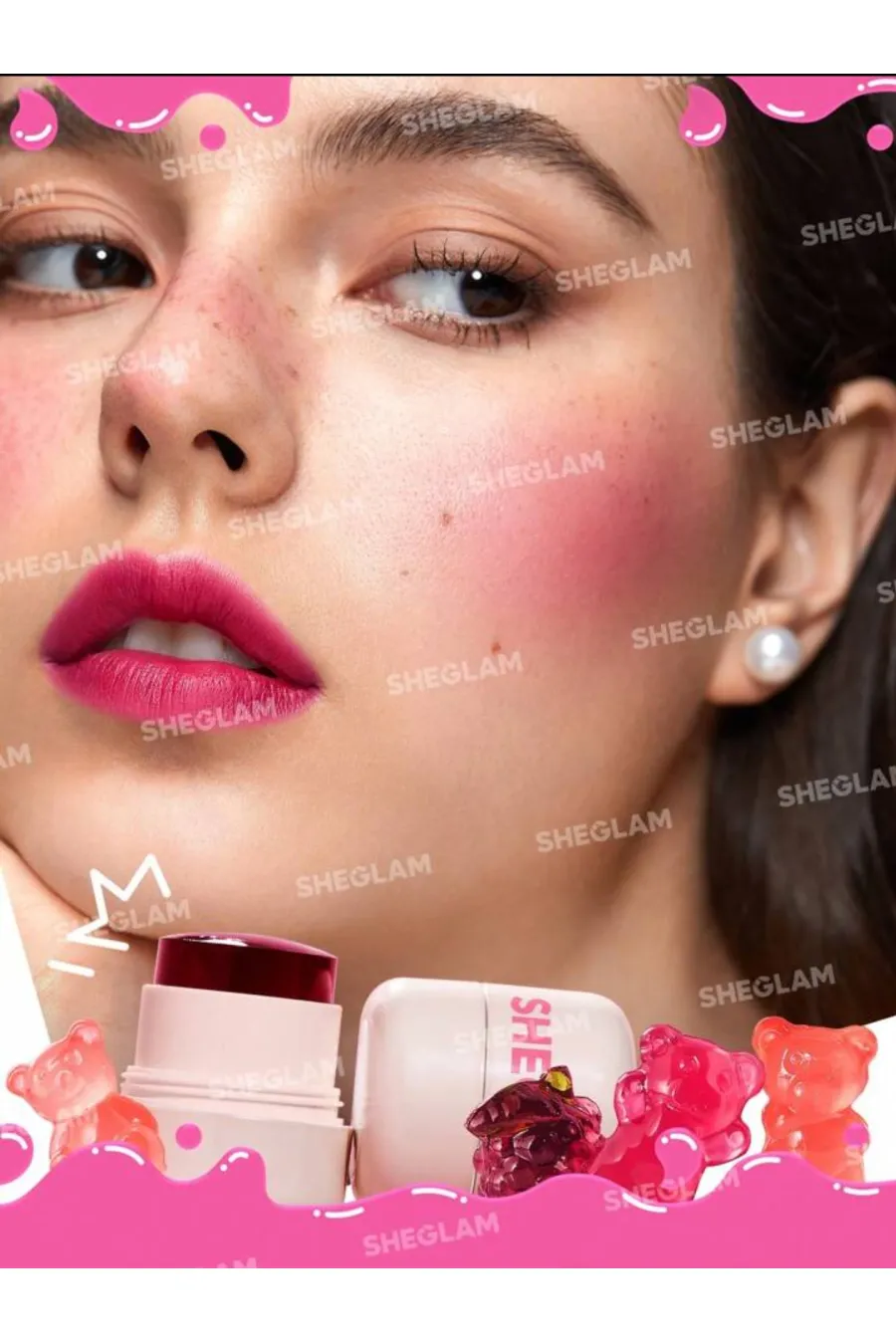 رنگ Cheerioماندگاری بسیار بالا Jelly Licious Hydrating Lip & Blush Tint Cheerio شیگلم Sheglam تینت ژله‌ای لب و گونه رنگ Cheerio