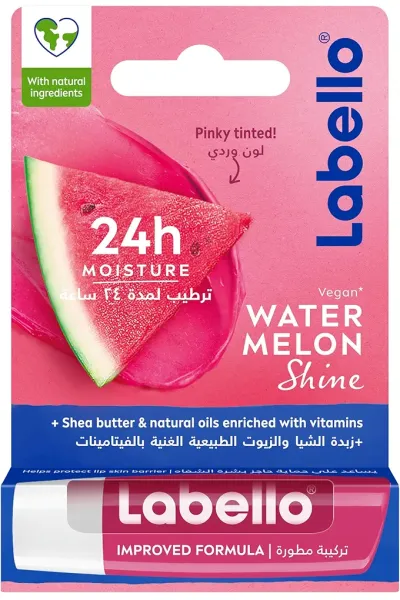 نرم-کننده-و-مغذی-کننده-لبدارای-خاصیت-حجم-دهندگی-به-لب-Lip-Care--Moisturizing-Lip-Balm--Watermelon-Shine--4.8g-لبلو-Labello-بالم-لب-هندوانه