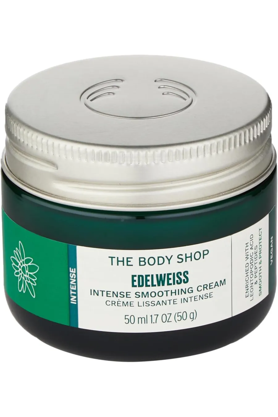 مناسب انواع پوست از جمله پوست های حساس
جذب سریع و بدون ایجاد چسبندگی روی پوست Edelweiss Intense Smoothing Day Cream بادی شاپ BodyShop کرم روز آبرسان و جوانساز