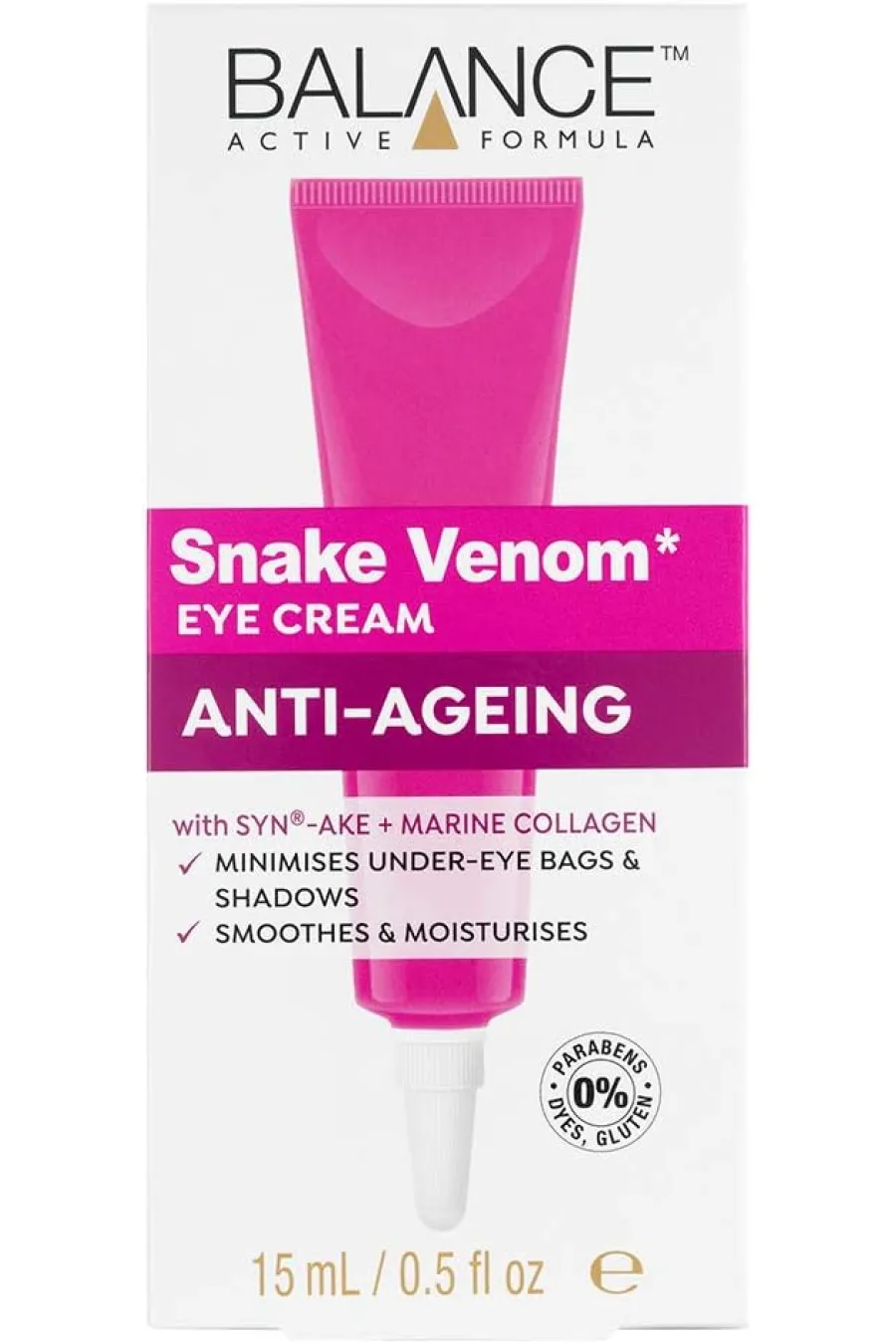 کرم دور چشم چند منظوره بر طرف کننده چروک و سیاهی دور چشم
کرم دور چشم سم مار بالانس Balance Snake Venom Anti Ageing Eye  ضد چروک و تیرگی یکی از کرمهای دور چشمی است که از نظر بالیتی تأیید شده است و با ۴ هفته استفاده از آن کاهش چشم گیر تیرگی های دور چشم را مشاهده خواهید کرد. این کرم بی نظیر باعث تولید کلاژن بیشتری می شود و پوست اطراف چشم را مرطوب نگه می دارد در نتیجه تأثیر بسزایی در کاهش چین و چروک دور چشم نیز دارد. Snake Venom Eye Cream 15ml   with SYN   AKE & EYEPRO بالانس BALANCE کرم دور چشم ضد چروک و تیرگی سم مار