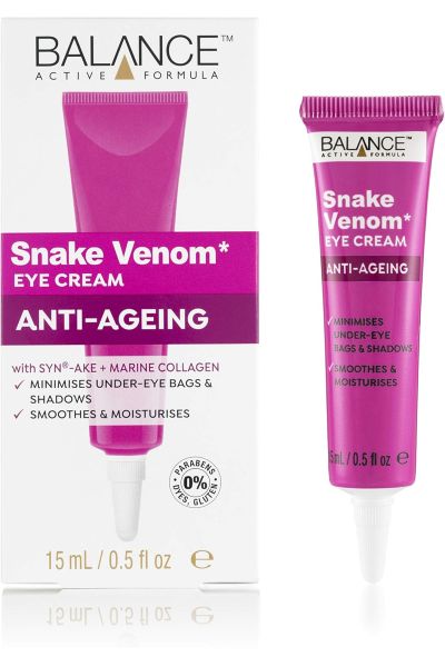 کرم دور چشم چند منظوره بر طرف کننده چروک و سیاهی دور چشم
کرم دور چشم سم مار بالانس Balance Snake Venom Anti Ageing Eye  ضد چروک و تیرگی یکی از کرمهای دور چشمی است که از نظر بالیتی تأیید شده است و با ۴ هفته استفاده از آن کاهش چشم گیر تیرگی های دور چشم را مشاهده خواهید کرد. این کرم بی نظیر باعث تولید کلاژن بیشتری می شود و پوست اطراف چشم را مرطوب نگه می دارد در نتیجه تأثیر بسزایی در کاهش چین و چروک دور چشم نیز دارد. Snake Venom Eye Cream 15ml   with SYN   AKE & EYEPRO بالانس BALANCE کرم دور چشم ضد چروک و تیرگی سم مار