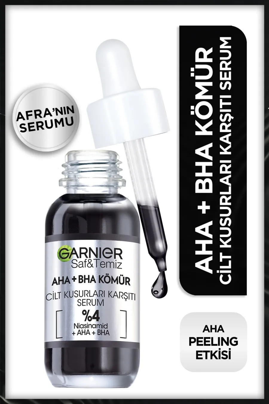 آبرسانی عمیق پوست تا ۴۸ ساعتجذب سریع و بدون چربی Aha + Bha Kömür Cilt Kusurları Karşıtı Serum 30 Ml گارنیر Garnier سرم زغال لایه بردار و شفاف کننده Aha + Bha