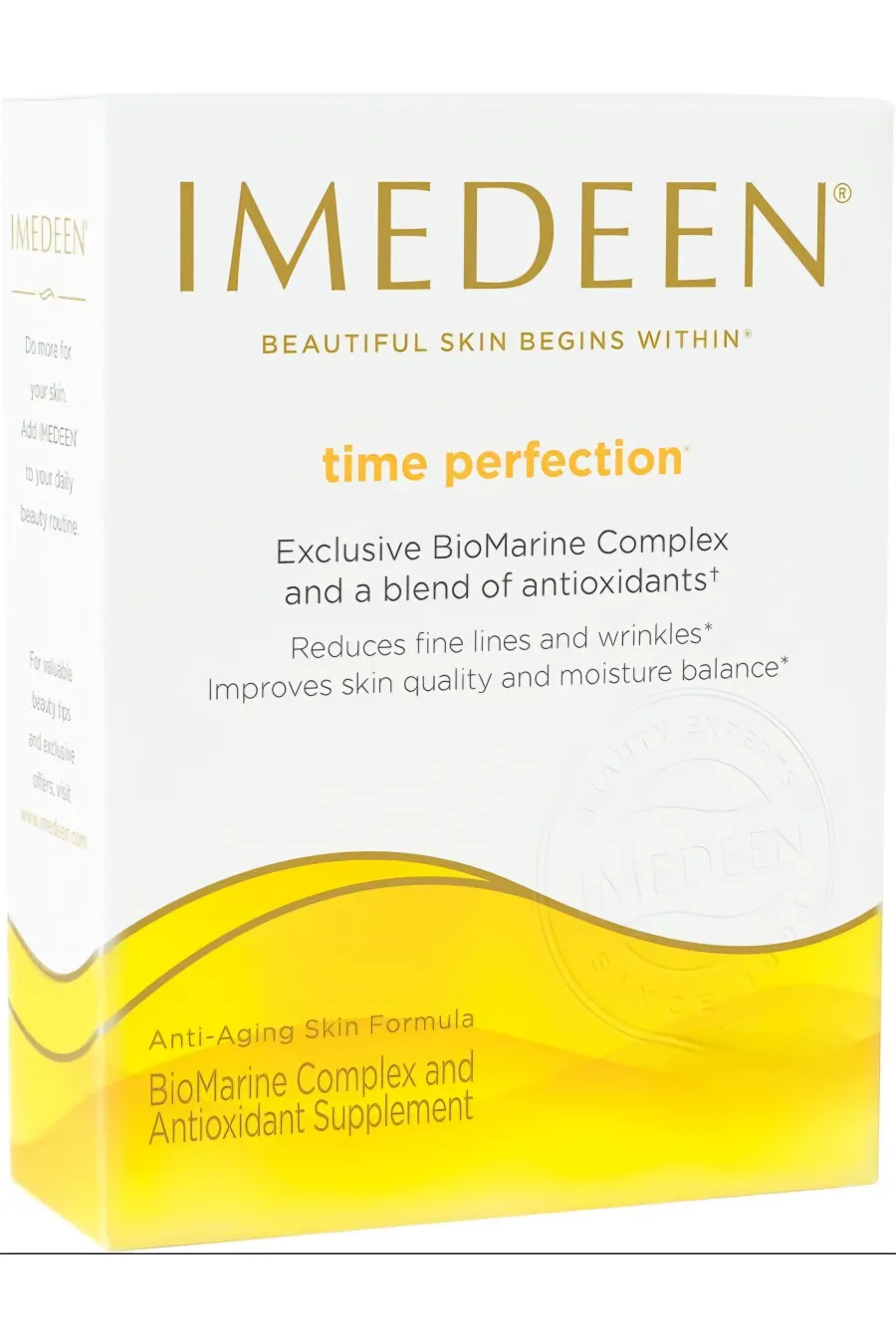 یک ورق قرص ایمدین شامل ۱۵ عدد قرص
بدون شک قرص ایمدین مدل time perfection بهترین و قوی ترین مکمل جوانساز در دنیا است که با ترکیبات اختصاصی از پیری پوست جلوگیری می کند. ایمدین IMEDEEN قرص جوانساز ۱۵ تایی