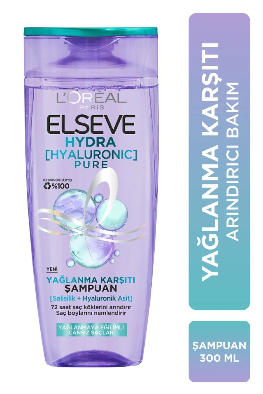 Hydra [hyaluronic] Pure Salisilik Asit Içeren Yağlanma Karşıtı Arındırıcı Şampuan 300ml لورال پاریس L'Oreal Paris شامپو هیالورونیک اسید