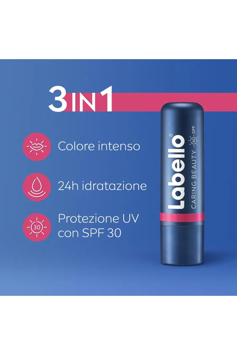 Caring Beauty Lip & Cheek Pink 4.8 g  Burrocacao labbra e guance con una nota di colore rosa  Balsamo labbra colorato e blush stick 2 in 1  Lip balm idratante con protezione SPF 30 لبلو Labello بالم لب صورتی دارای SPF 30